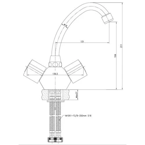 Mélangeur de lavabo bec haut C Tempo GARIS 4 Mélangeur de lavabo bec haut C Tempo GARIS – Image 2
