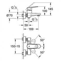 Mitigeur bain/douche mural EUROPLUS Grohe monocommande - 33553-002 -Robinetterie Soldes Boutique AFD 119014