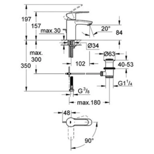 Mitigeur de lavabo taille S EUROSTYLE COSMOPOLITAN Grohe monocommande - 33549-002 5 Mitigeur de lavabo taille S EUROSTYLE COSMOPOLITAN Grohe monocommande - 33549-002 – Image 3
