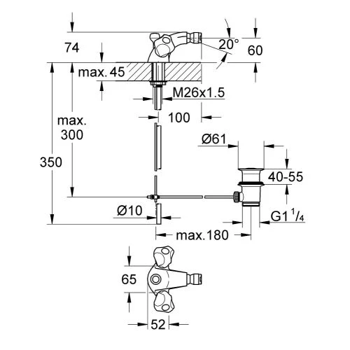 Mélangeur de bidet/lave mains bec à rotule ATLANTA Grohe bicommande - 24471-000 4 Mélangeur de bidet/lave mains bec à rotule ATLANTA Grohe bicommande - 24471-000 – Image 2