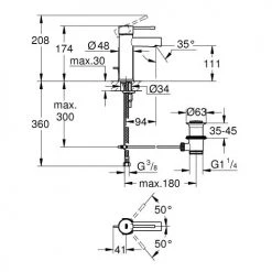 Mitigeur de lavabo taille S ESSENCE Grohe monocommande - 32898-001 7 Mitigeur de lavabo taille S ESSENCE Grohe monocommande - 32898-001 -Robinetterie Soldes Boutique AFD 132332