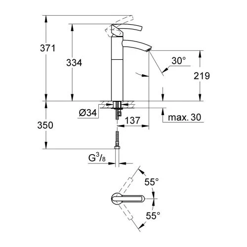 Mitigeur de lavabo TENSO Grohe taille S rehaussé - 32443-000 4 Mitigeur de lavabo TENSO Grohe taille S rehaussé - 32443-000 – Image 2
