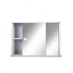 Armoire de toilette doubles portes coulissantes OSSA WHITE Pradel – 165939 -Robinetterie Soldes Boutique AFD 133161