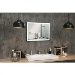 Miroir de salle de bains BLACK MIRROR Pradel avec éclairage LED - 557330 -Robinetterie Soldes Boutique AFD 133236
