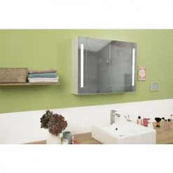 Armoire de toilette à LED modèle CONTEMPORAINE Pradel - 736464 -Robinetterie Soldes Boutique AFD 133276