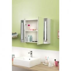 Armoire de toilette à LED modèle CONTEMPORAINE Pradel - 736464 -Robinetterie Soldes Boutique AFD 133277