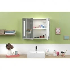 Armoire de toilette à LED modèle CONTEMPORAINE Pradel - 736464 -Robinetterie Soldes Boutique AFD 133278