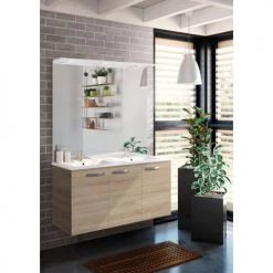 Meuble sous vasque ANGELO Néova chêne naturel 3 portes