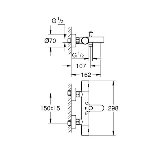 Mitigeur bain-douche thermostatique mural GROTHERM 800 COSMOPOLITAN Grohe - 34772-000 4 Mitigeur bain-douche thermostatique mural GROTHERM 800 COSMOPOLITAN Grohe - 34772-000 – Image 2