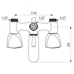 Mélangeur bain-douche bicommande Delabie M1/2'' entraxe 110mm - D2410 -Robinetterie Soldes Boutique AFD 139011