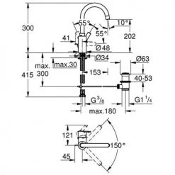 Mitigeur lavabo monocommande chromé taille L FEEL GROHE -Robinetterie Soldes Boutique AFD 149210