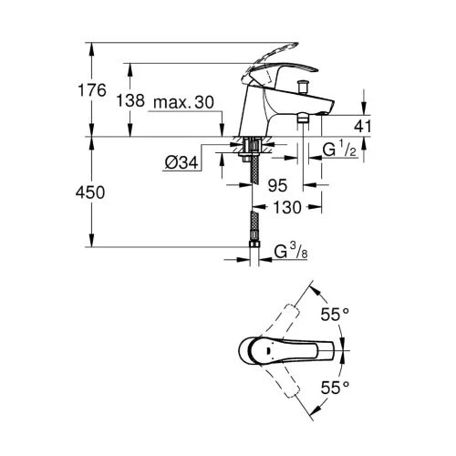 Mitigeur bain-douche EUROSMART Grohe monotrou - 33412-002 4 Mitigeur bain-douche EUROSMART Grohe monotrou - 33412-002 – Image 2
