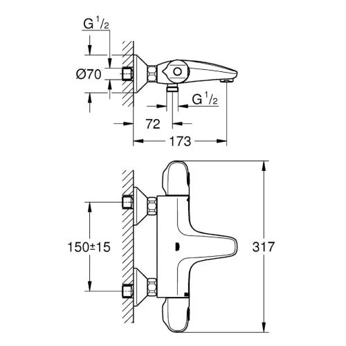Mitigeur bain-douche thermostatique GROHTHERM 1000 Grohe bicommande - 34439-003 4 Mitigeur bain-douche thermostatique GROHTHERM 1000 Grohe bicommande - 34439-003 – Image 2